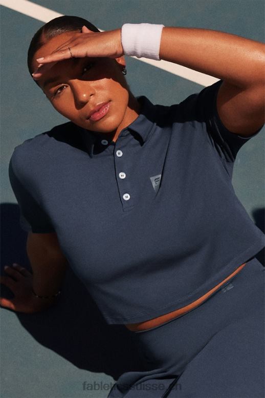 femmes polo de tennis universel à manches courtes B0B6R2005 marine classique Fabletics