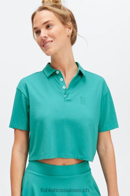 femmes polo de tennis universel à manches courtes B0B6R2007 Sarcelle foncée Fabletics