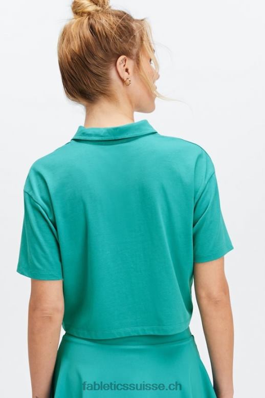 femmes polo de tennis universel à manches courtes B0B6R2007 Sarcelle foncée Fabletics