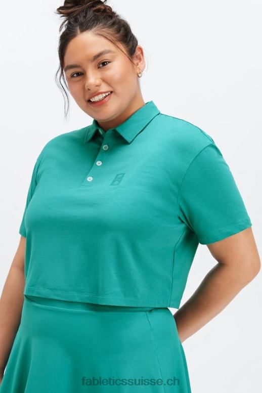 femmes polo de tennis universel à manches courtes B0B6R2008 Sarcelle foncée Fabletics