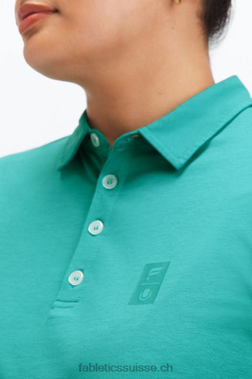 femmes polo de tennis universel à manches courtes B0B6R2008 Sarcelle foncée Fabletics