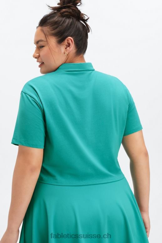 femmes polo de tennis universel à manches courtes B0B6R2008 Sarcelle foncée Fabletics