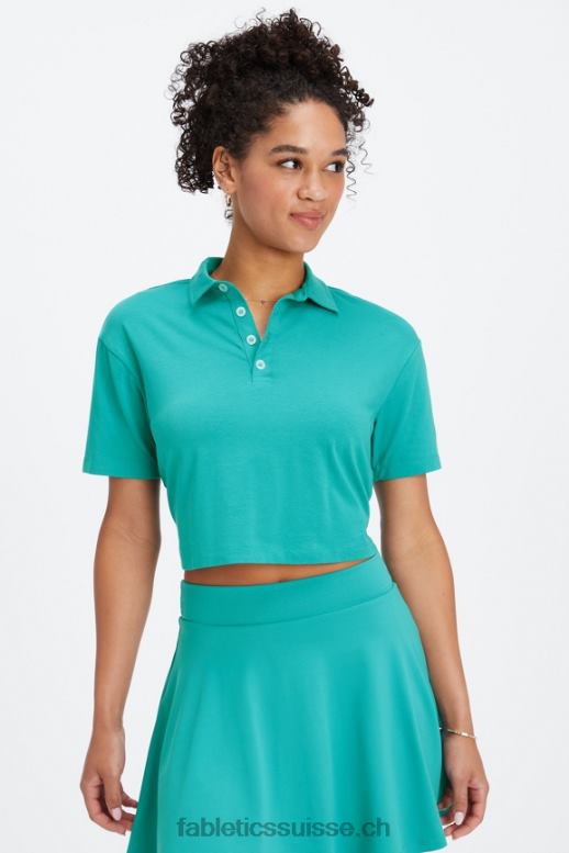 femmes polo à manches courtes B0B6R2003 Sarcelle foncée Fabletics