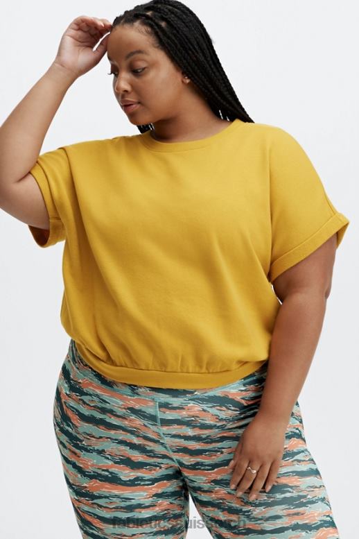 femmes sweat à manches courtes cassie B0B6R2056 moutarde Fabletics