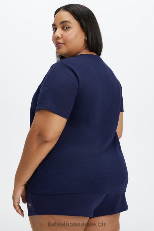 femmes t-shirt classique B0B6R2022 bleu marine profond/club athlétique Fabletics