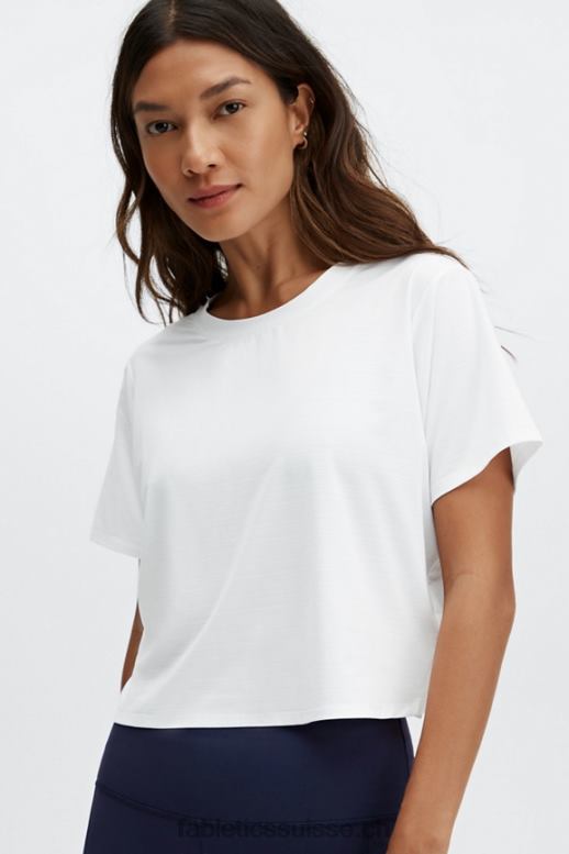 femmes t-shirt écoresponsable à manches courtes et dos torsadé B0B6R2049 blanc Fabletics