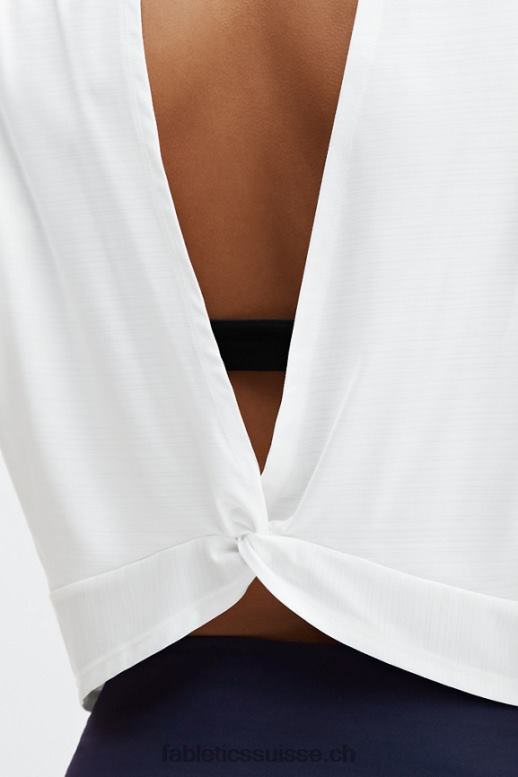 femmes t-shirt écoresponsable à manches courtes et dos torsadé B0B6R2049 blanc Fabletics
