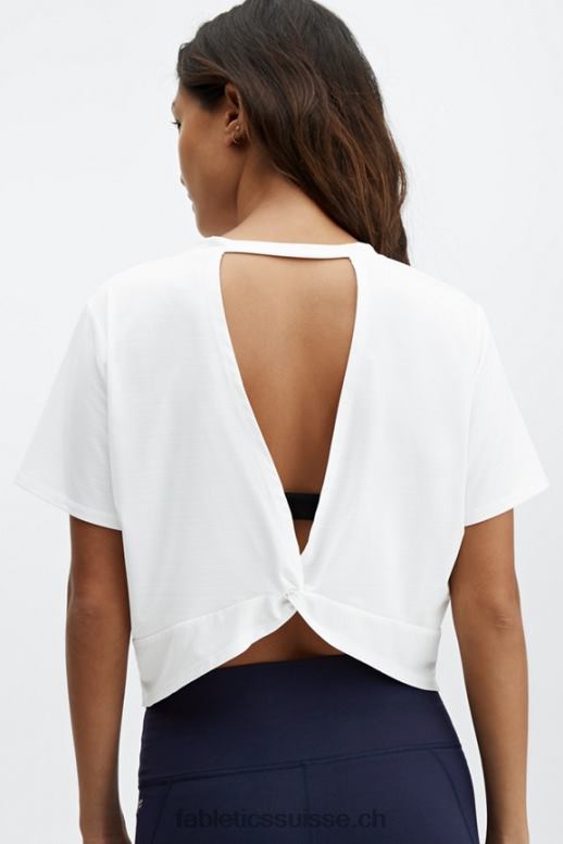 femmes t-shirt écoresponsable à manches courtes et dos torsadé B0B6R2049 blanc Fabletics