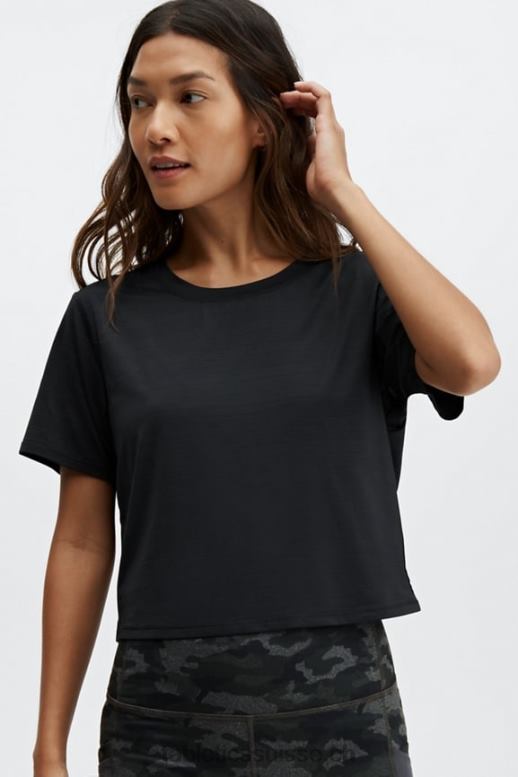 femmes t-shirt écoresponsable à manches courtes et dos torsadé B0B6R2050 noir Fabletics