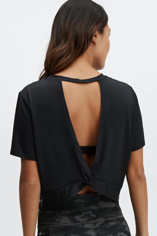 femmes t-shirt écoresponsable à manches courtes et dos torsadé B0B6R2050 noir Fabletics