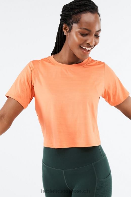 femmes t-shirt écoresponsable à manches courtes et dos torsadé B0B6R2052 explosion d\'orange Fabletics