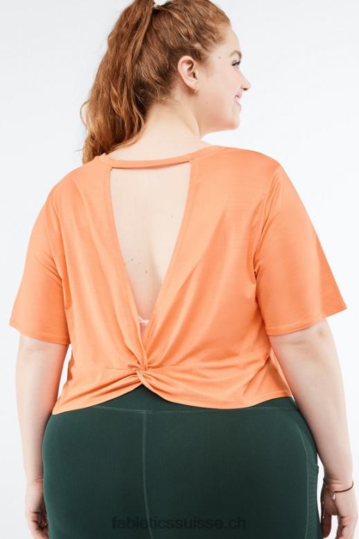femmes t-shirt écoresponsable à manches courtes et dos torsadé B0B6R2053 explosion d'orange Fabletics