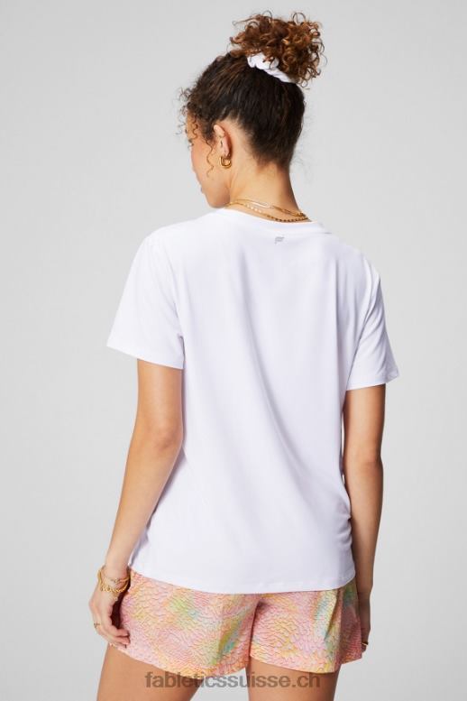 femmes t-shirt manches courtes col v dry-flex B0B6R1958 blanc classique Fabletics