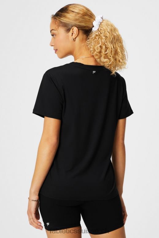 femmes t-shirt manches courtes col v dry-flex B0B6R1959 noir Fabletics