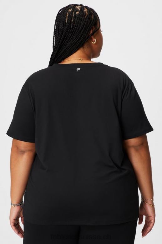 femmes t-shirt manches courtes col v dry-flex B0B6R1960 noir Fabletics