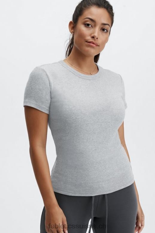femmes t-shirt à manches courtes tinsley B0B6R2072 gris clair chiné Fabletics