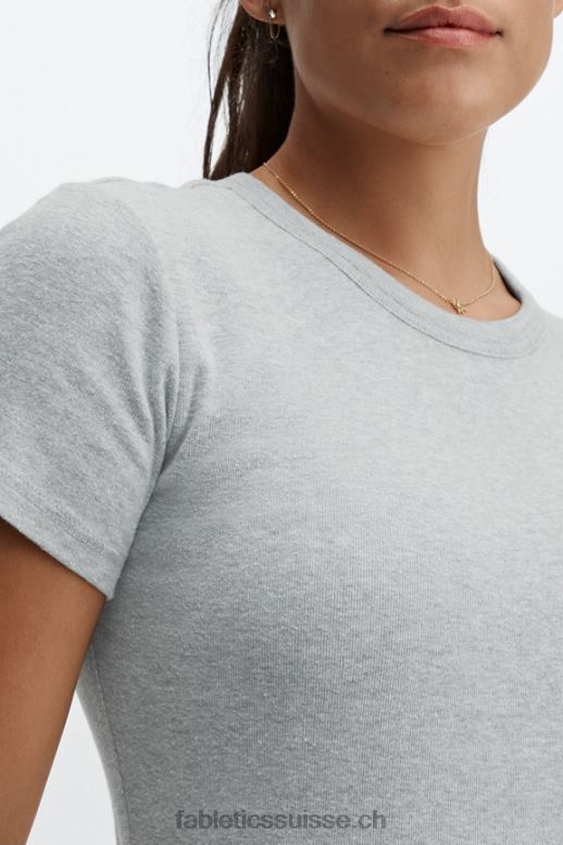 femmes t-shirt à manches courtes tinsley B0B6R2072 gris clair chiné Fabletics