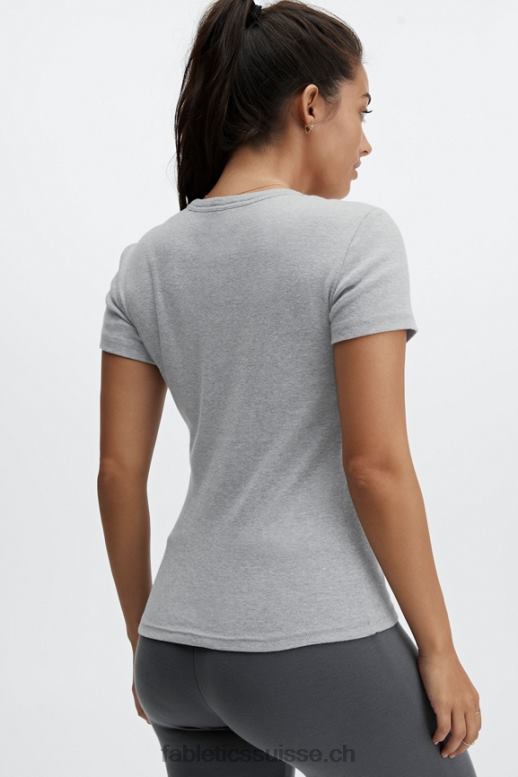 femmes t-shirt à manches courtes tinsley B0B6R2072 gris clair chiné Fabletics