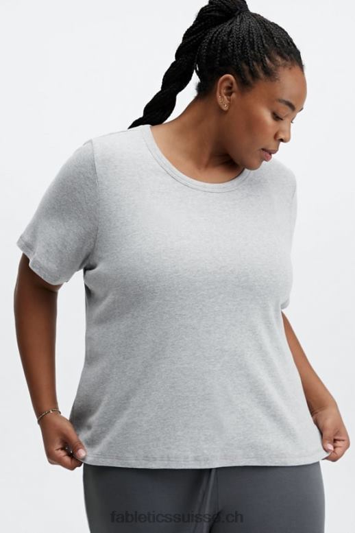 femmes t-shirt à manches courtes tinsley B0B6R2073 gris clair chiné Fabletics