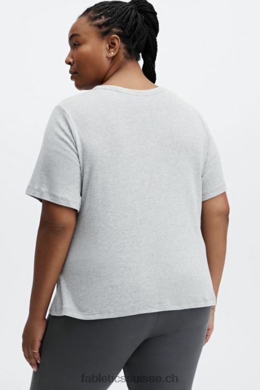femmes t-shirt à manches courtes tinsley B0B6R2073 gris clair chiné Fabletics