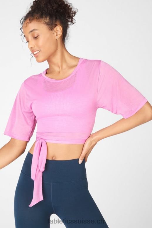 femmes t-shirt à nouer à manches courtes ryan B0B6R2059 lilas brumeux Fabletics
