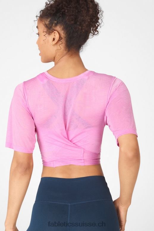femmes t-shirt à nouer à manches courtes ryan B0B6R2059 lilas brumeux Fabletics