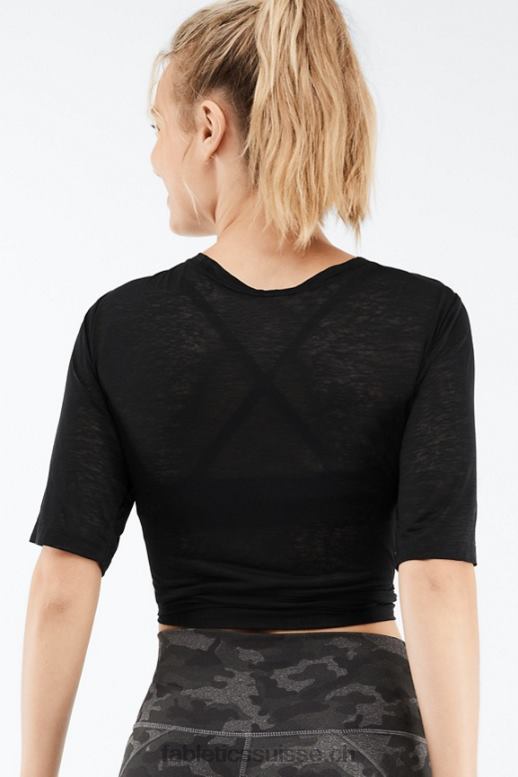 femmes t-shirt à nouer à manches courtes ryan B0B6R2060 noir Fabletics