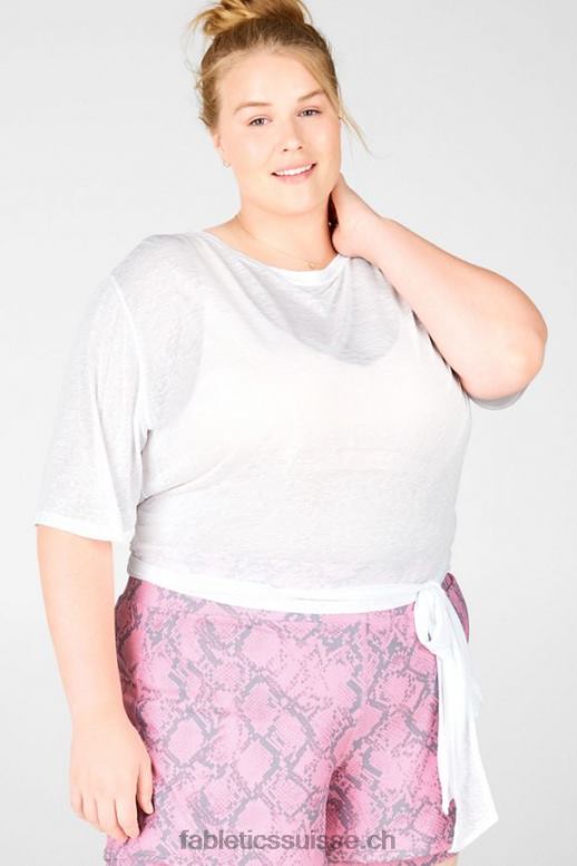 femmes t-shirt à nouer à manches courtes ryan B0B6R2063 blanc Fabletics
