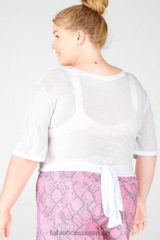 femmes t-shirt à nouer à manches courtes ryan B0B6R2063 blanc Fabletics