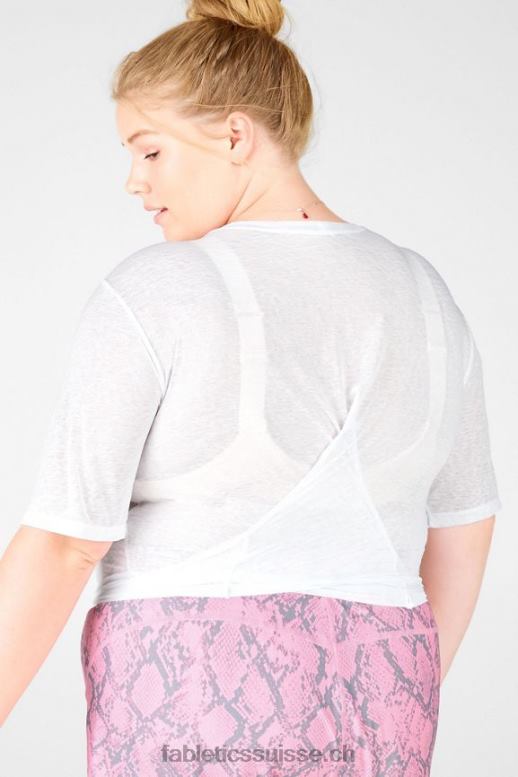 femmes t-shirt à nouer à manches courtes ryan B0B6R2063 blanc Fabletics