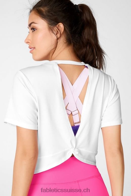 femmes t-shirt pia powertouch léger à dos torsadé B0B6R2102 blanc Fabletics