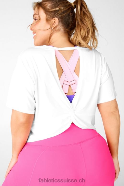 femmes t-shirt pia powertouch léger à dos torsadé B0B6R2103 blanc Fabletics