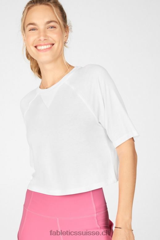 femmes t-shirt raglan à manches courtes loveday B0B6R2091 blanc Fabletics