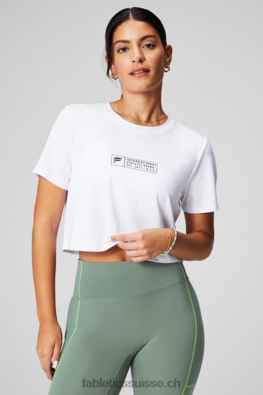 femmes t-shirt ultra-court à manches courtes dry-flex B0B6R1952 classique blanc/noir Fabletics