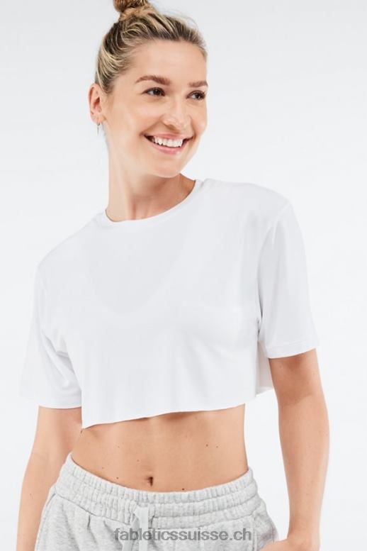 femmes t-shirt ultra-court à manches courtes dry-flex B0B6R1954 blanc Fabletics