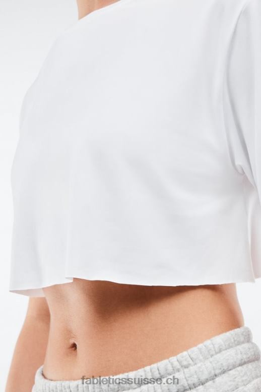 femmes t-shirt ultra-court à manches courtes dry-flex B0B6R1954 blanc Fabletics