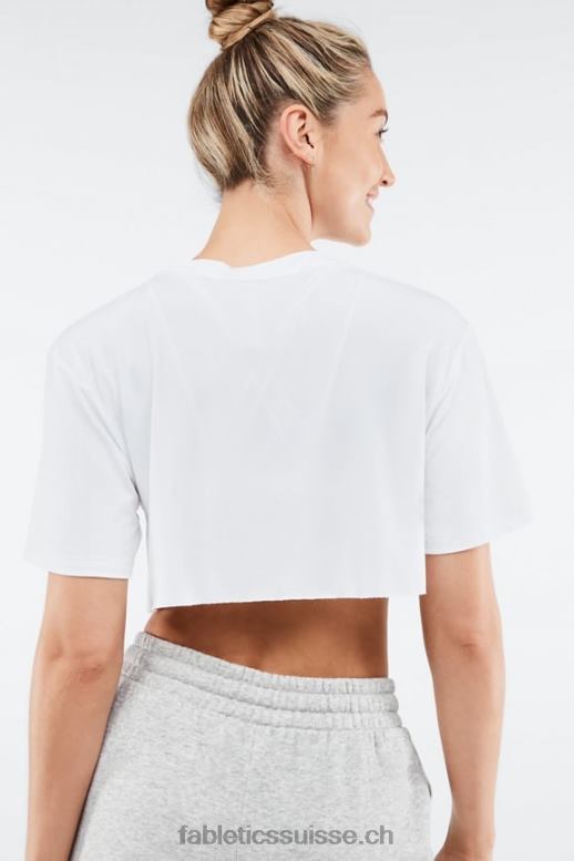 femmes t-shirt ultra-court à manches courtes dry-flex B0B6R1954 blanc Fabletics