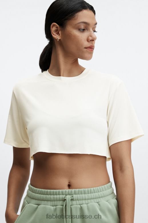femmes t-shirt ultra-court à manches courtes dry-flex B0B6R1955 blanc doux Fabletics
