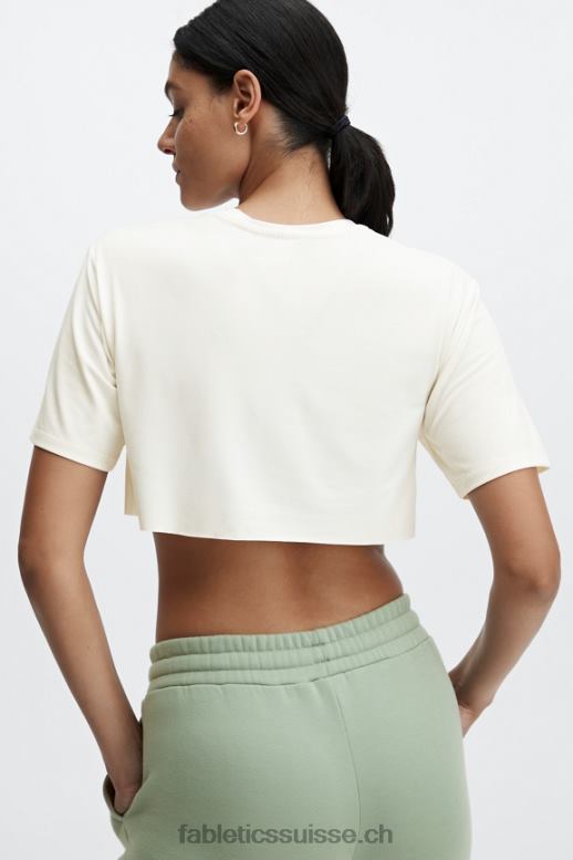 femmes t-shirt ultra-court à manches courtes dry-flex B0B6R1955 blanc doux Fabletics