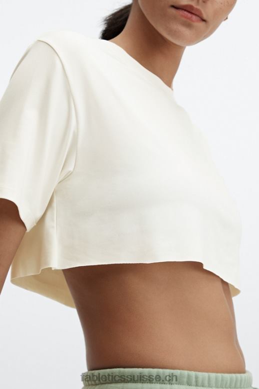 femmes t-shirt ultra-court à manches courtes dry-flex B0B6R1955 blanc doux Fabletics