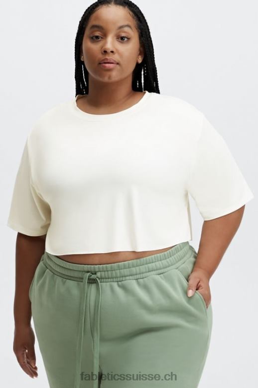 femmes t-shirt ultra-court à manches courtes dry-flex B0B6R1956 blanc doux Fabletics