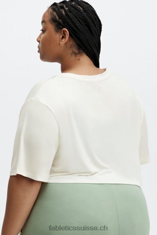 femmes t-shirt ultra-court à manches courtes dry-flex B0B6R1956 blanc doux Fabletics