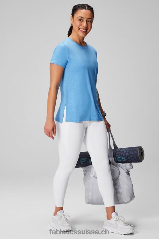 femmes tunique à manches courtes dry-flex B0B6R1971 bruyère fleur bleue Fabletics