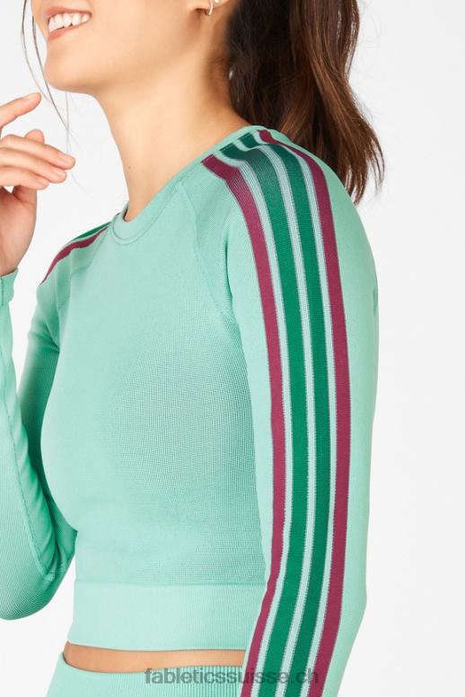femmes crop top à manches longues sans coutures aisley B0B6R2709 multi rayures bleu lunaire Fabletics