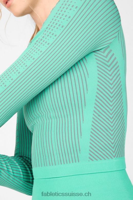 femmes haut court à manches longues sans couture Whitney B0B6R2705 mer des Bermudes/nuage de pluie Fabletics