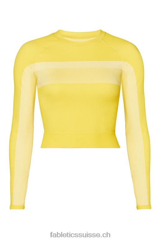 femmes haut court à manches longues sans couture tory B0B6R2730 jaune vif/blanc Fabletics