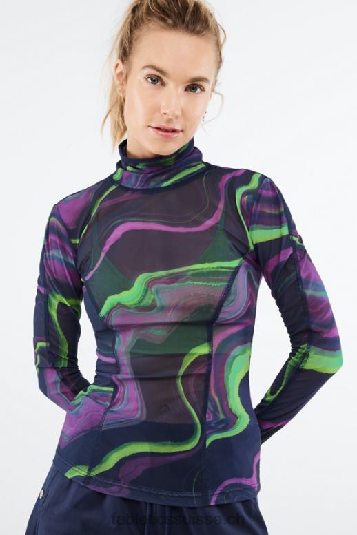 femmes haut en résille à manches longues felicity B0B6R2689 vague de brume Fabletics