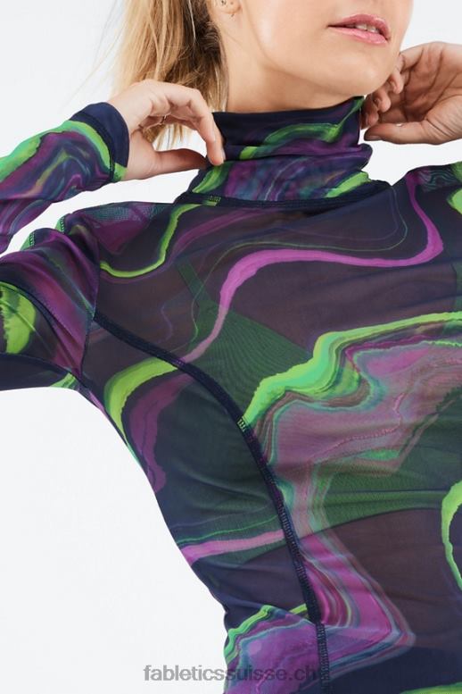 femmes haut en résille à manches longues felicity B0B6R2689 vague de brume Fabletics