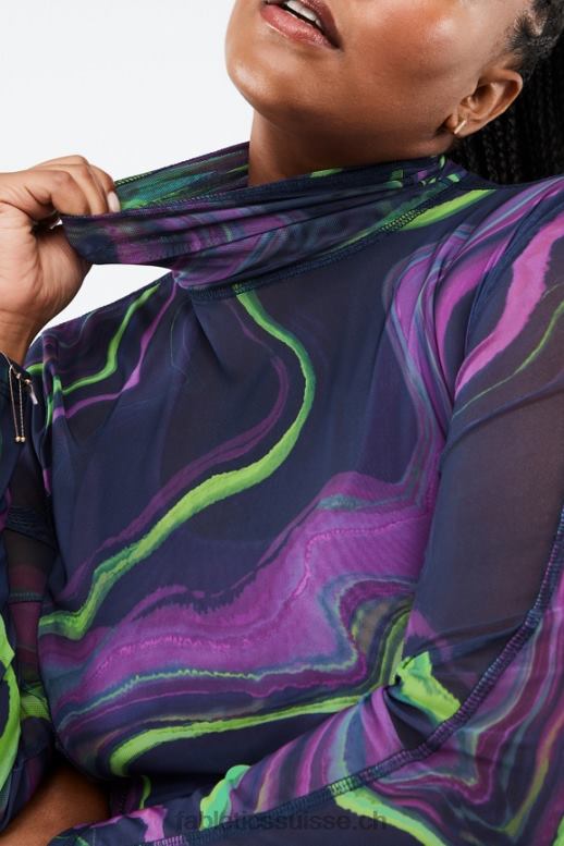 femmes haut en résille à manches longues felicity B0B6R2690 vague de brume Fabletics