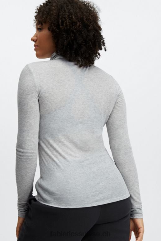 femmes haut jess à manches longues et col roulé B0B6R2672 gris clair chiné Fabletics